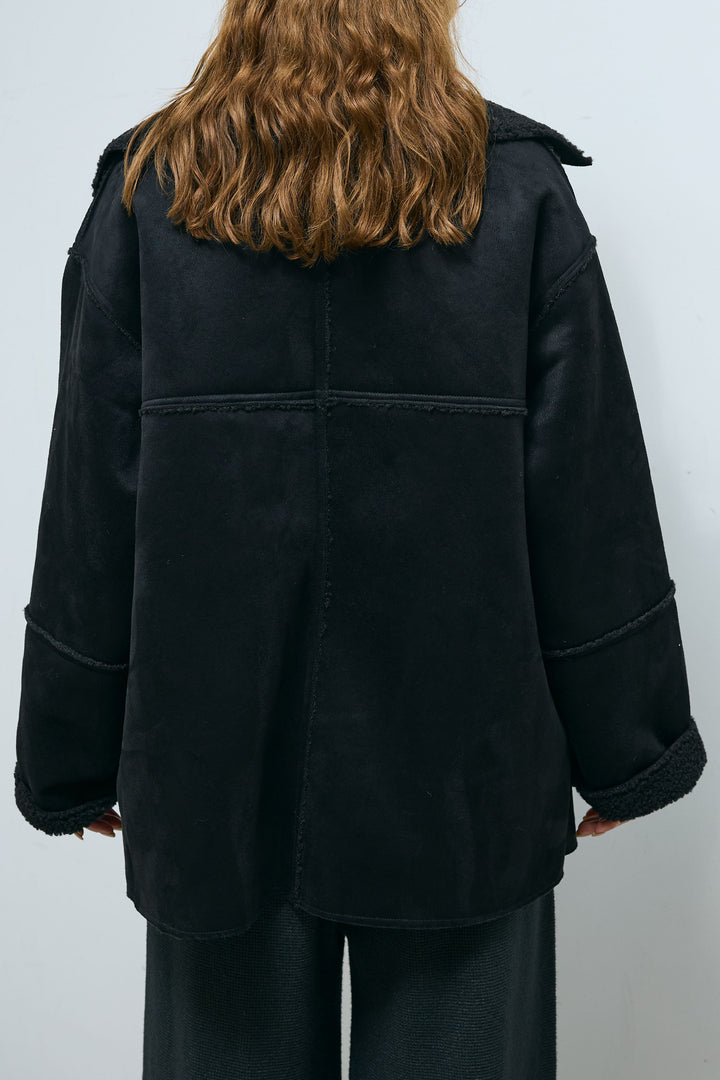 [予約/SET]ウエストレイヤードニットセットアップ+フェイクムートンカバーオール(2set)