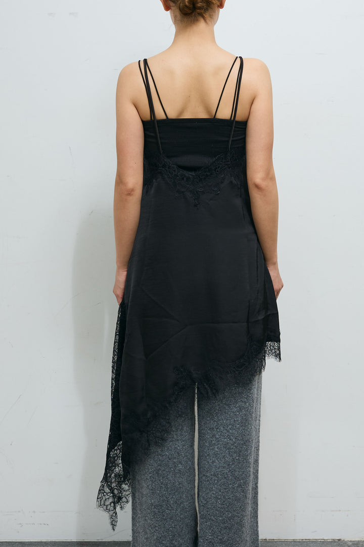 [予約]アシンメトリーレースロングキャミ