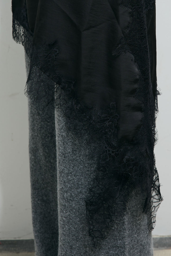 [予約/SET]カレッジプリントリメイク風スウェット+アシンメトリーレースロングキャミ(2set)