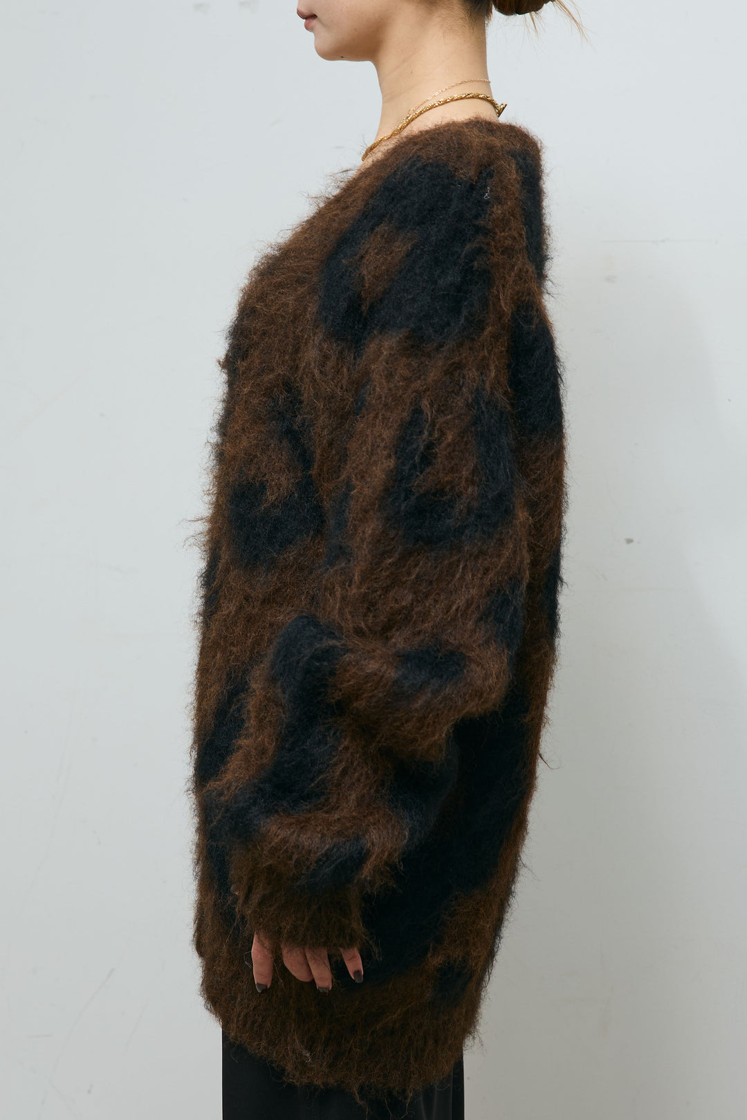 [予約]ウールミックスシャギーレオパードカーデ