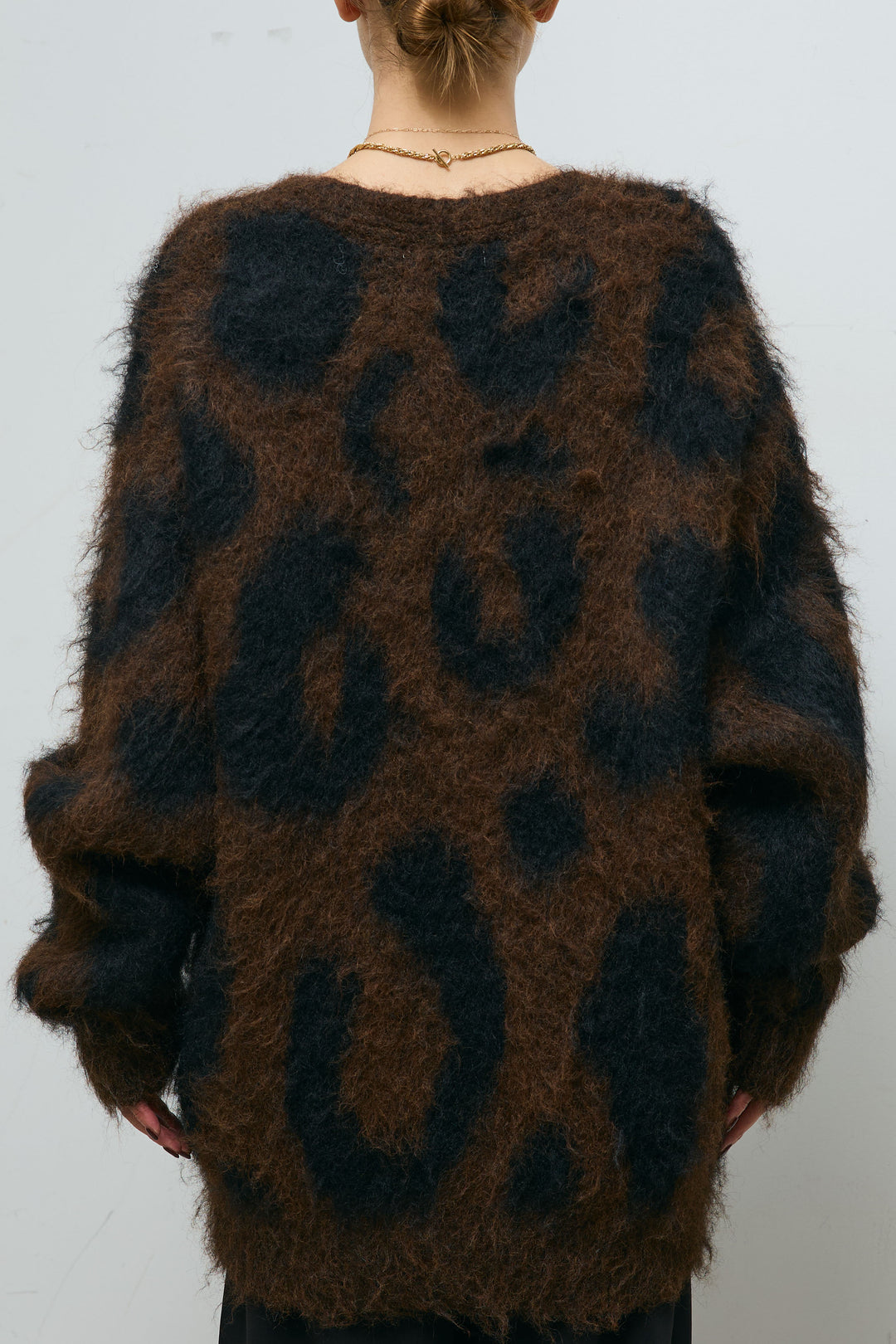 [予約]ウールミックスシャギーレオパードカーデ