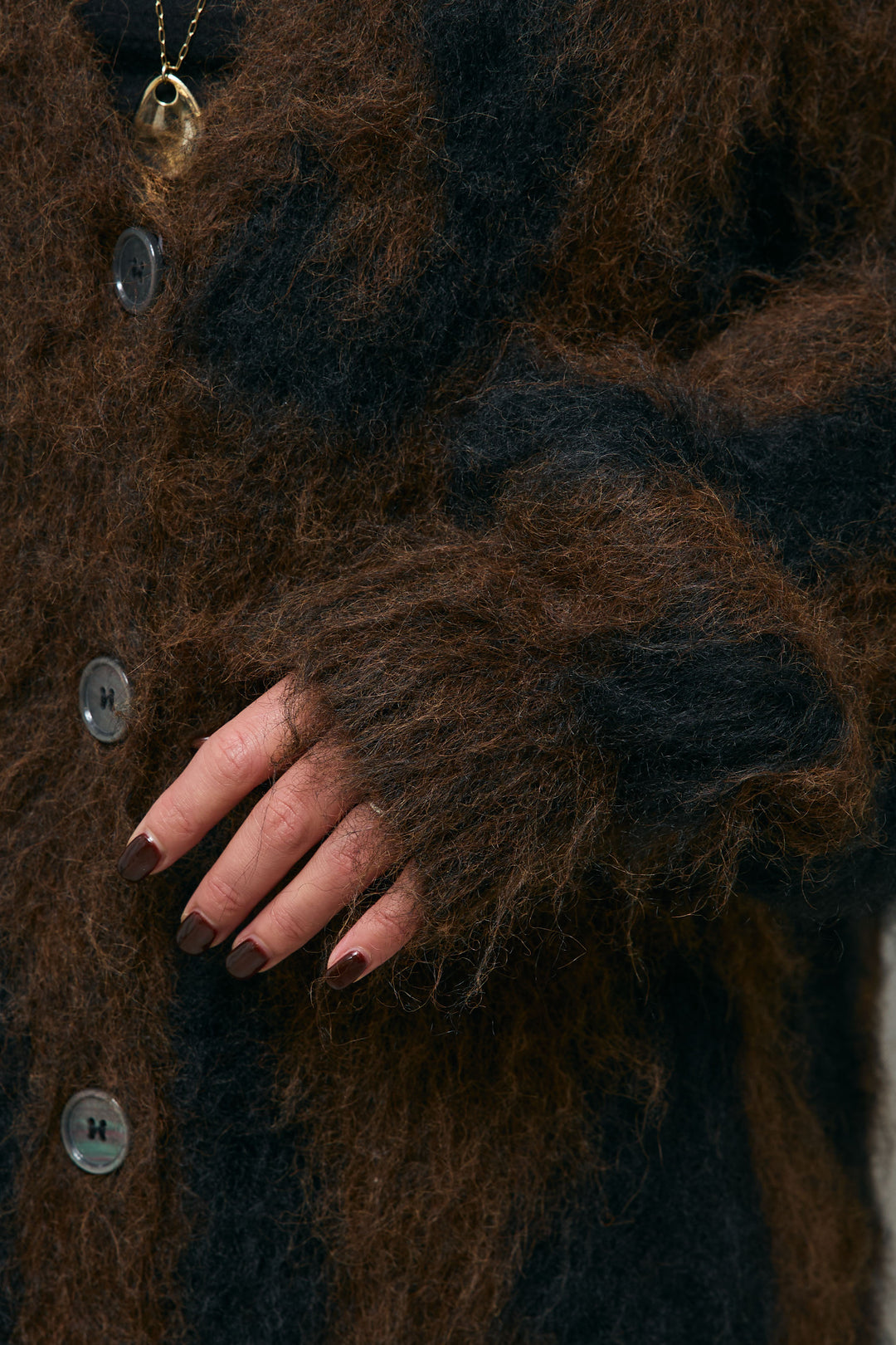 [予約]ウールミックスシャギーレオパードカーデ