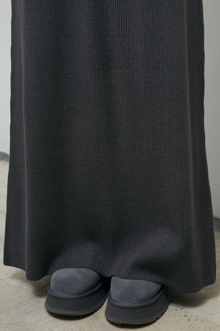 [予約/SET]ウールミックスシャギーレオパードカーデ+リブニットナロースカート(2set)