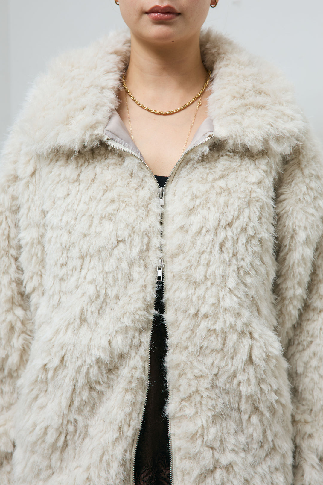 [予約]フェイクファーショートスタンドブルゾン