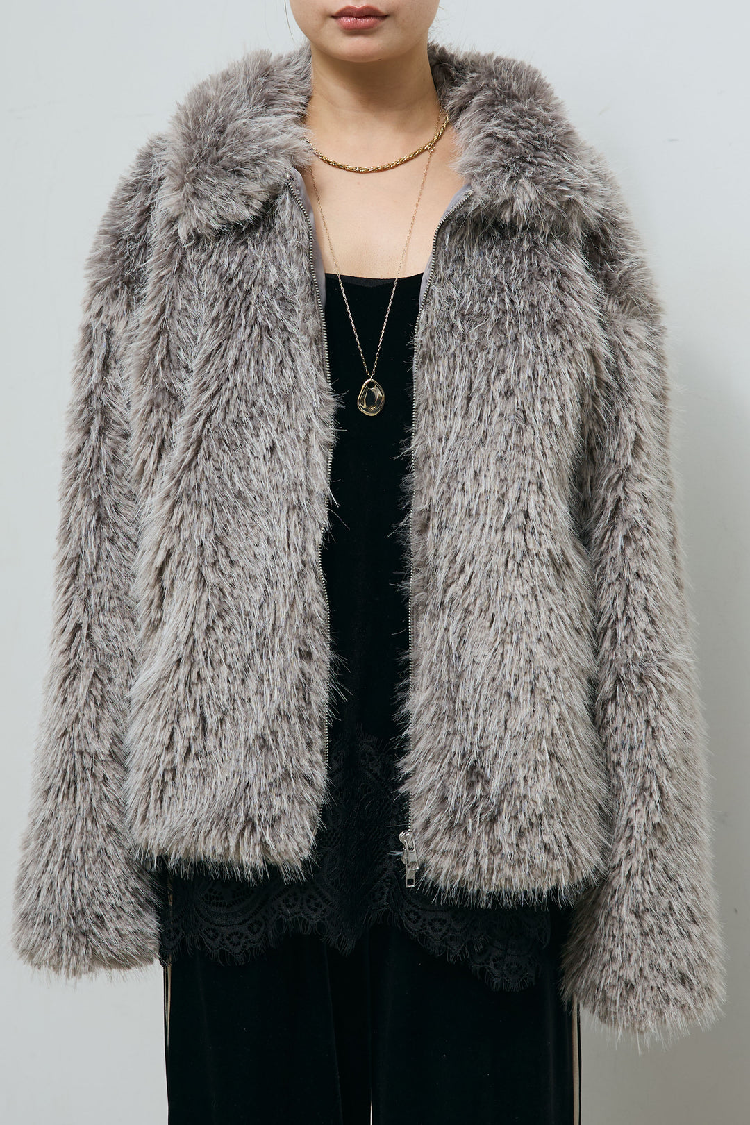 [予約]フェイクファーショートスタンドブルゾン