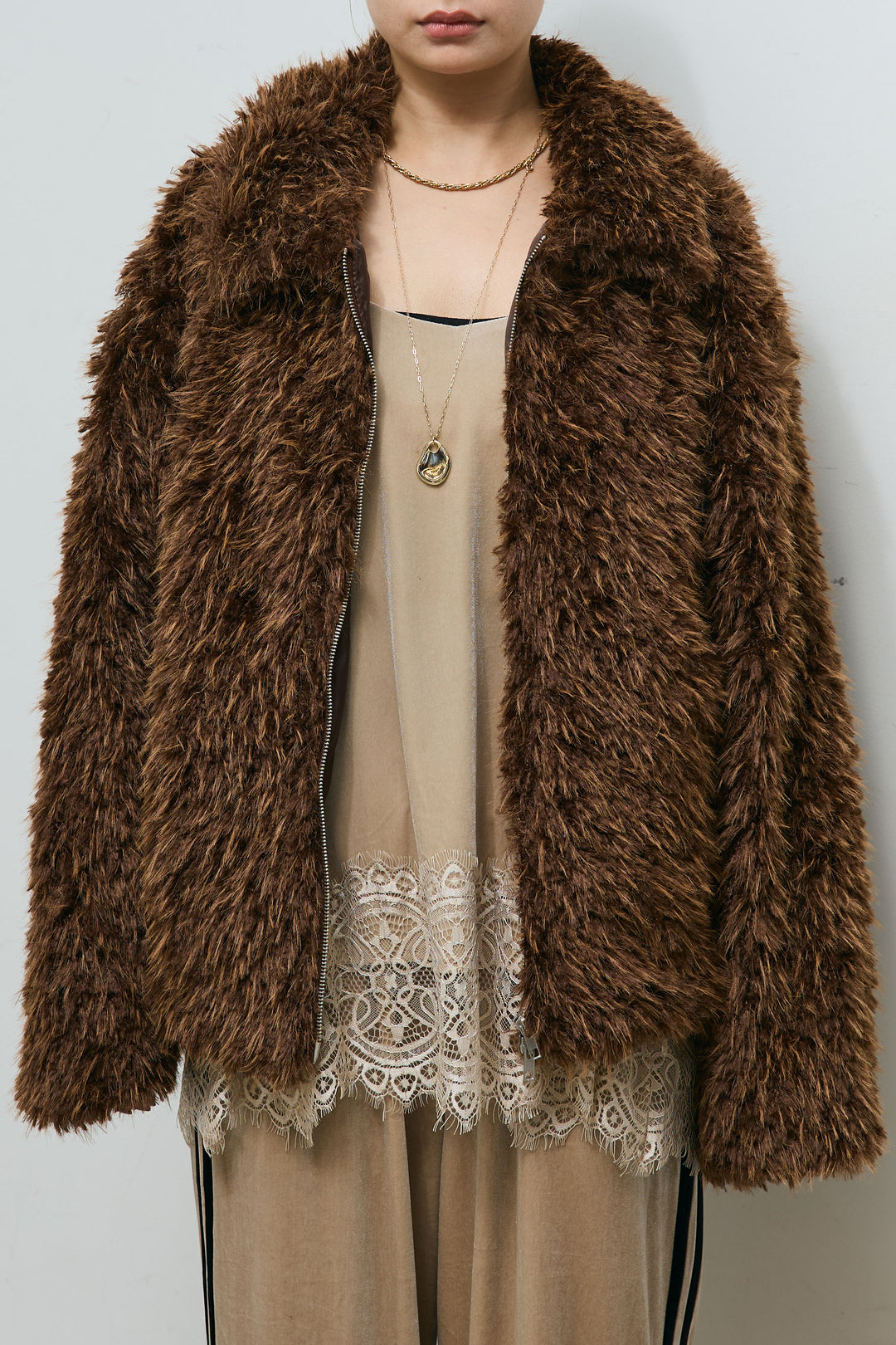 [予約]フェイクファーショートスタンドブルゾン