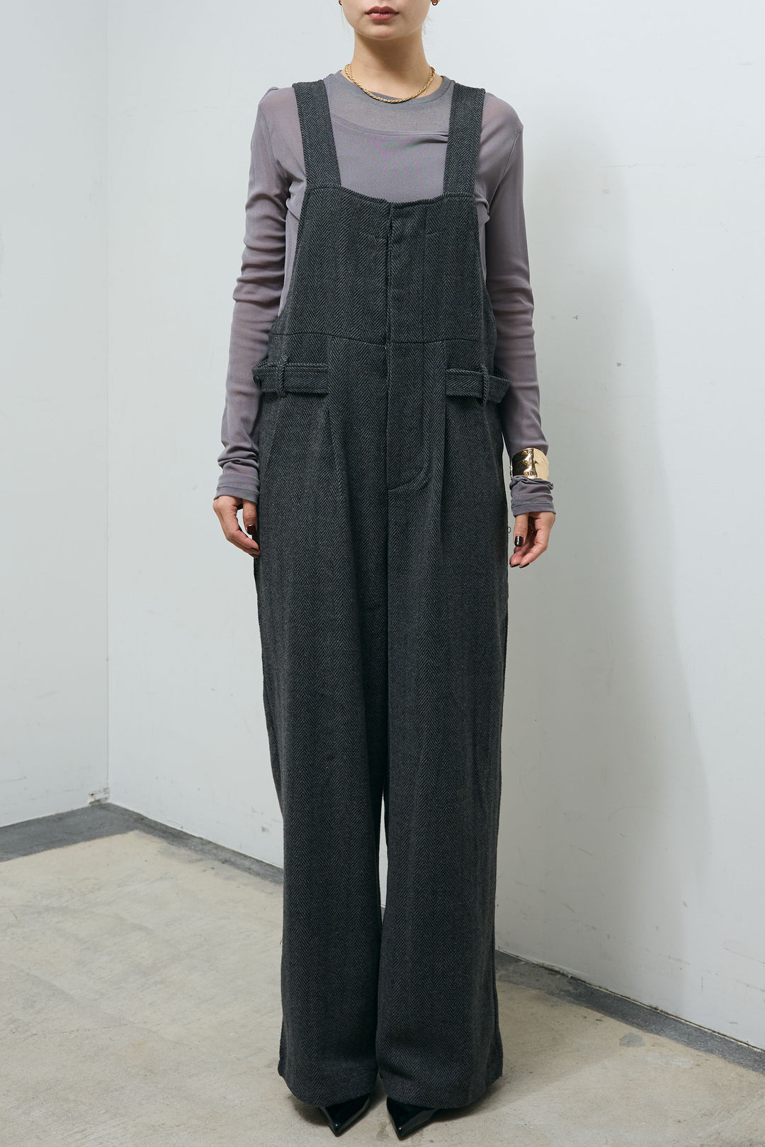 [予約/SET]レイヤードトップス+ストライプコンビネゾン(2set)