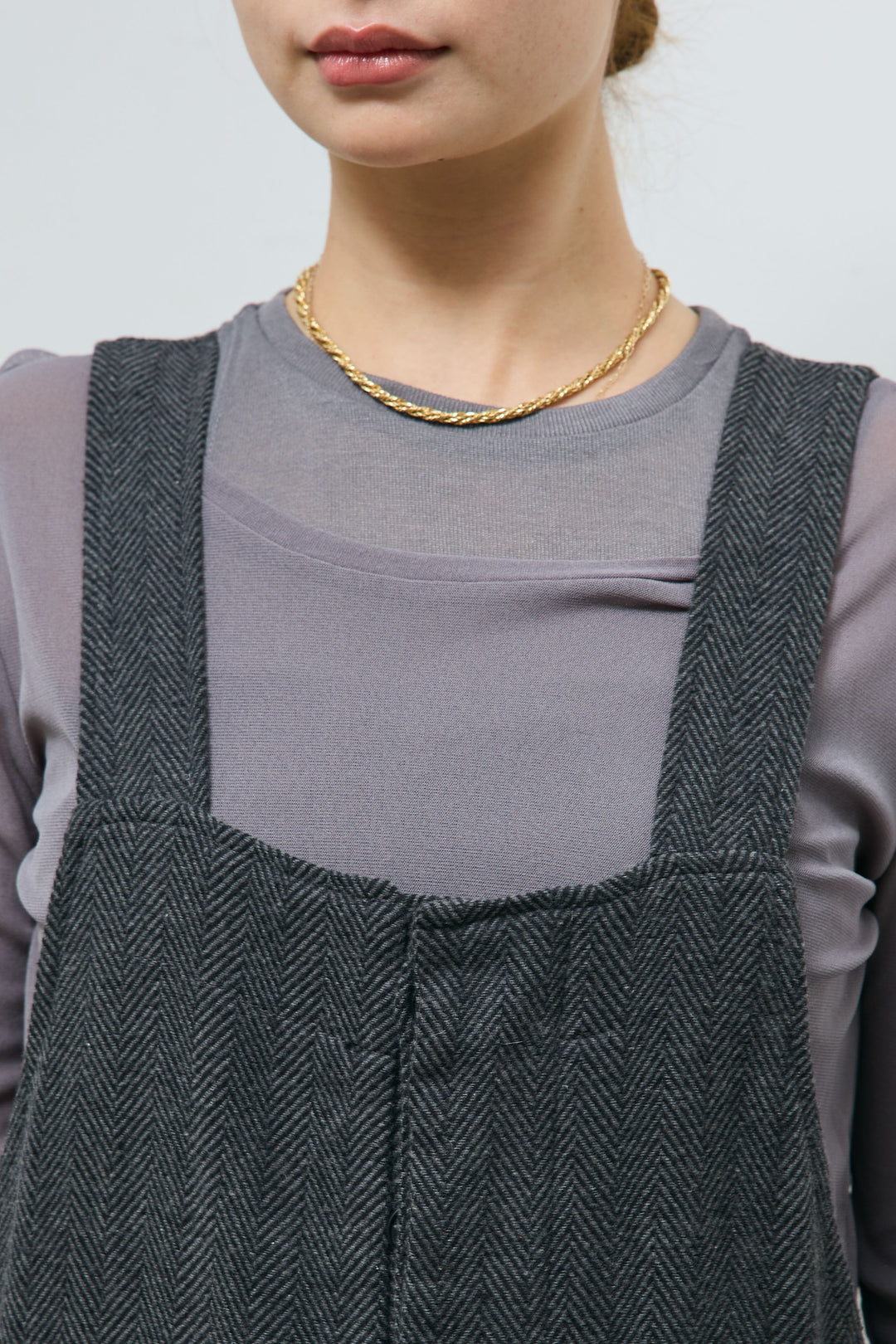 [予約/SET]レイヤードトップス+ストライプコンビネゾン(2set)