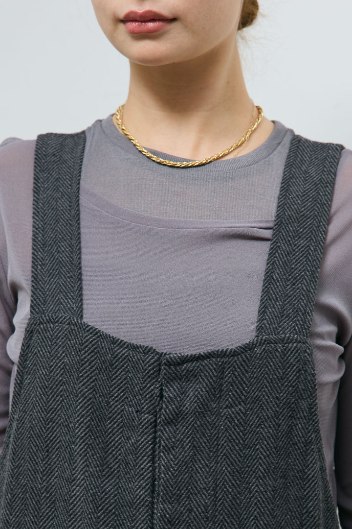 [予約/SET]レイヤードトップス+ストライプコンビネゾン(2set)