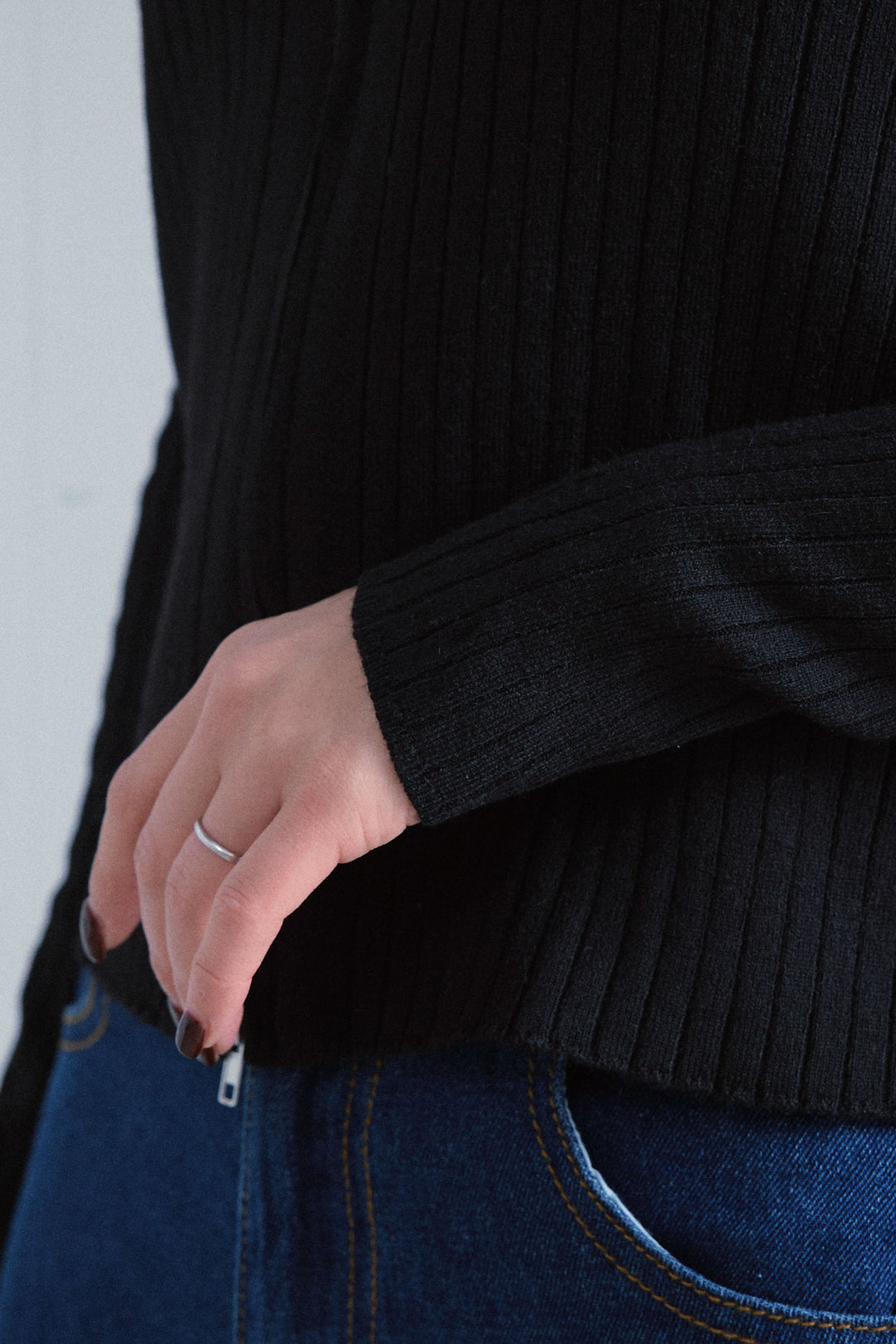 [予約/SET]ダブルジップオフショルリブニット+ハイウエストワイドサロペット(2set)