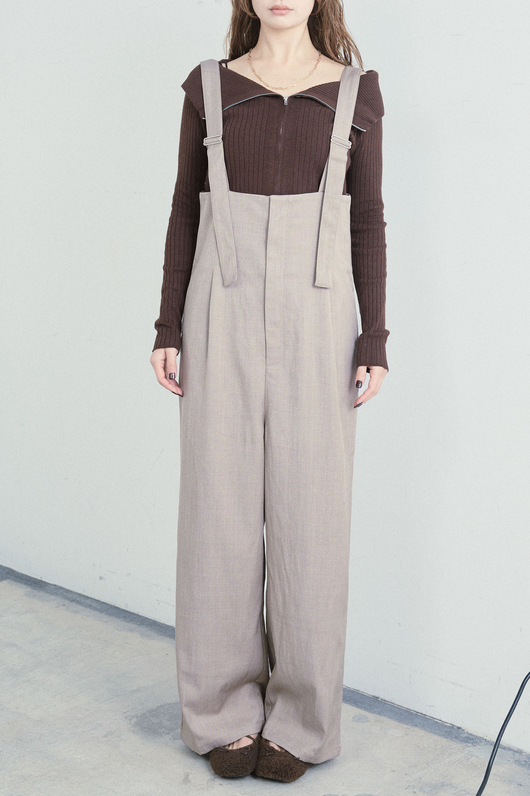 [予約]ハイウエストワイドサロペット