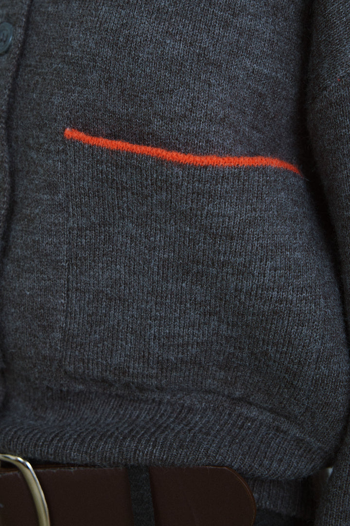 [予約]アルパカタッチダブルフェイス配色カーデ