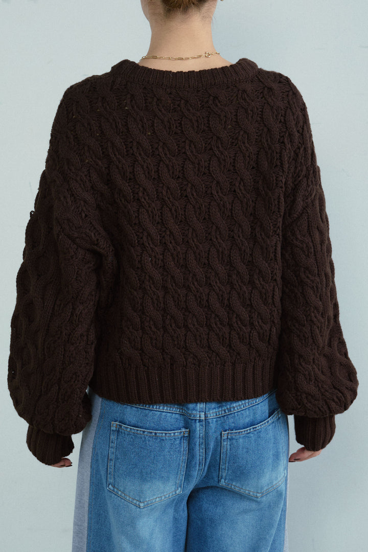 [予約/SET]バルキーケーブルPO+スウェット切り替えデニムパンツ(2set)