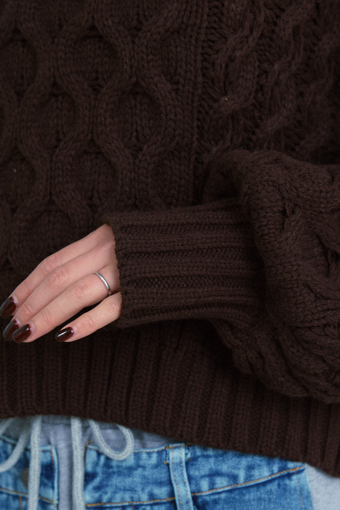 [予約/SET]バルキーケーブルPO+スウェット切り替えデニムパンツ(2set)