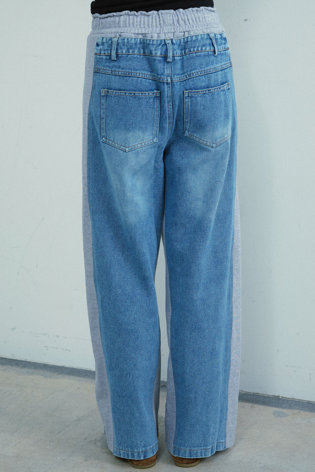 [予約/SET]ソフトシャギー ブルゾン+チュールベロアサイドギャザーPO+スウェット切り替えデニムパンツ(3set)