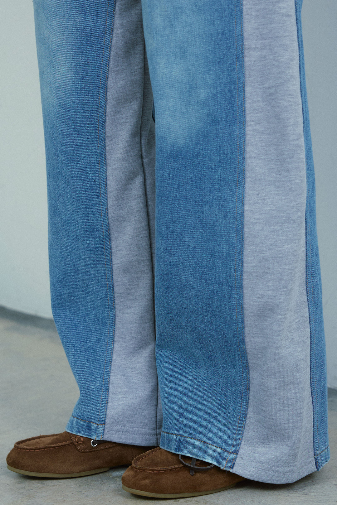 [予約/SET]バルキーケーブルPO+スウェット切り替えデニムパンツ(2set)