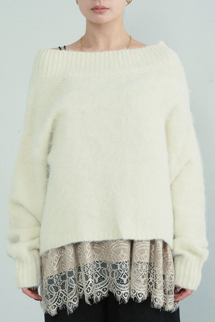 [予約]アルパカタッチタッチ毛掻きオフショルニット