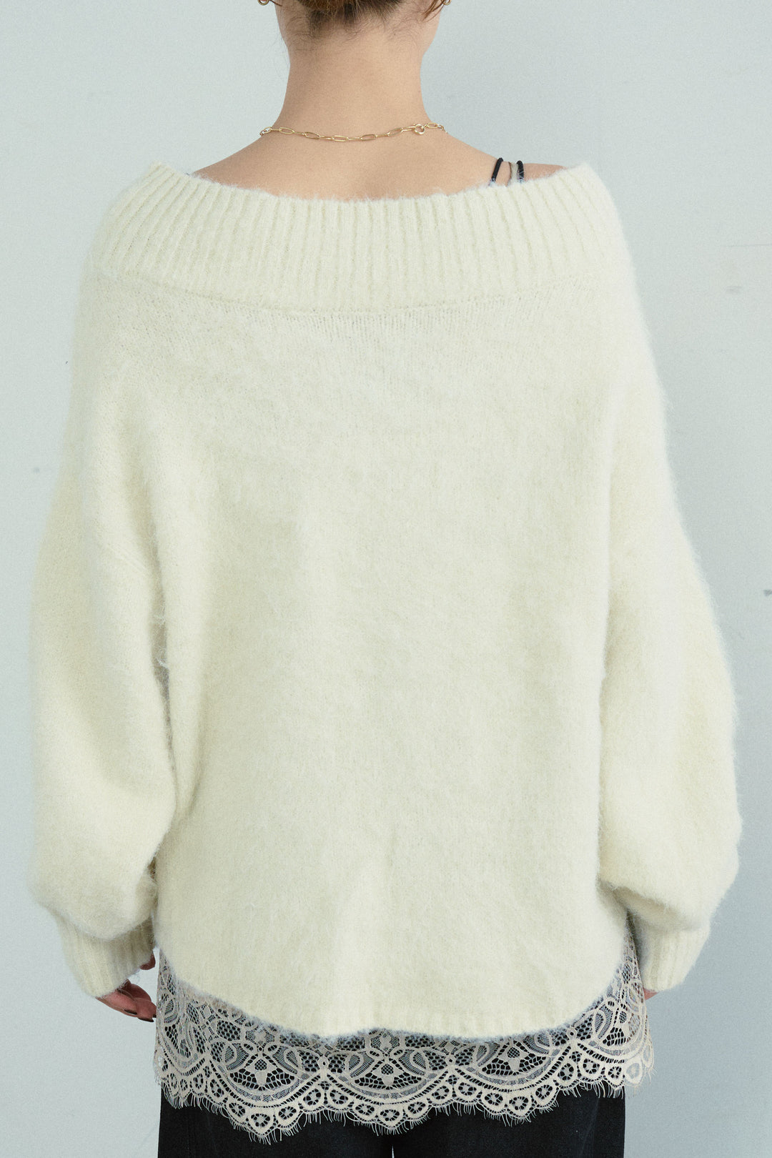 [予約/SET]アルパカタッチタッチ毛掻きオフショルニット+5ポケットサイド切り替えデニム(2set)