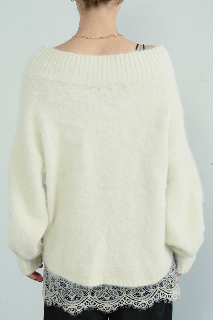 [予約]アルパカタッチタッチ毛掻きオフショルニット