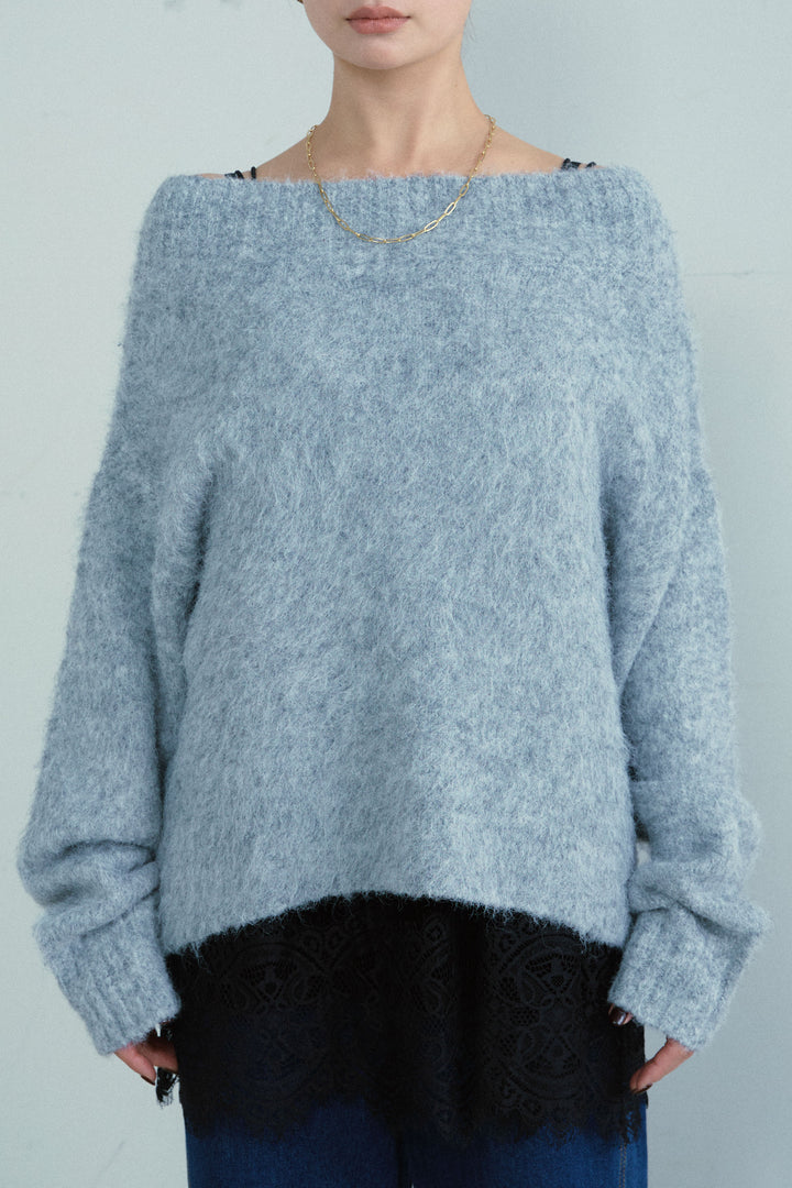 [予約]アルパカタッチタッチ毛掻きオフショルニット