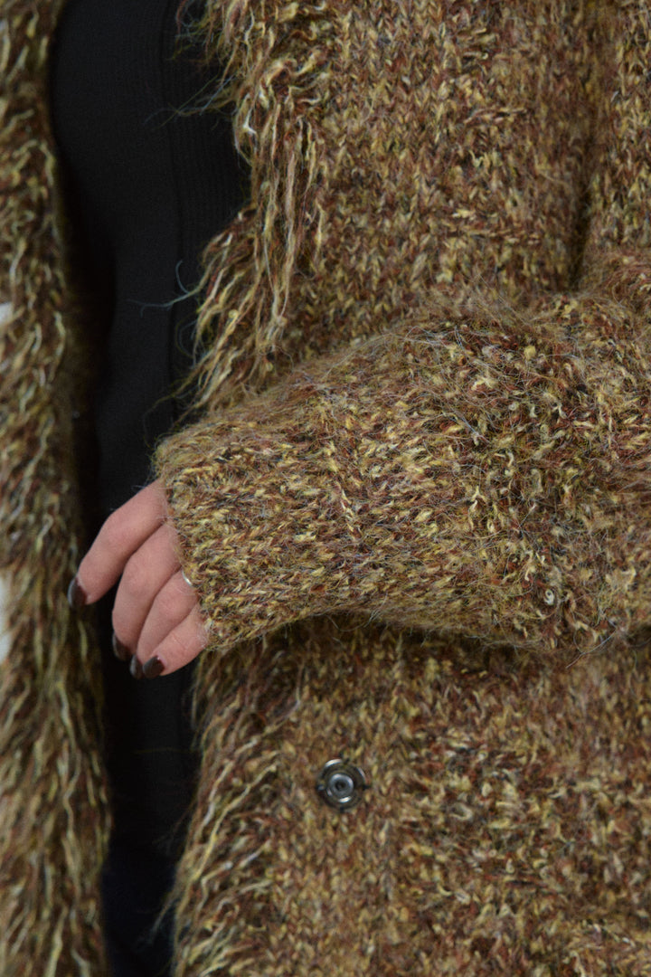 [予約/SET]フリンジニットカーディガン+5ポケットサイド切り替えデニム(2set)