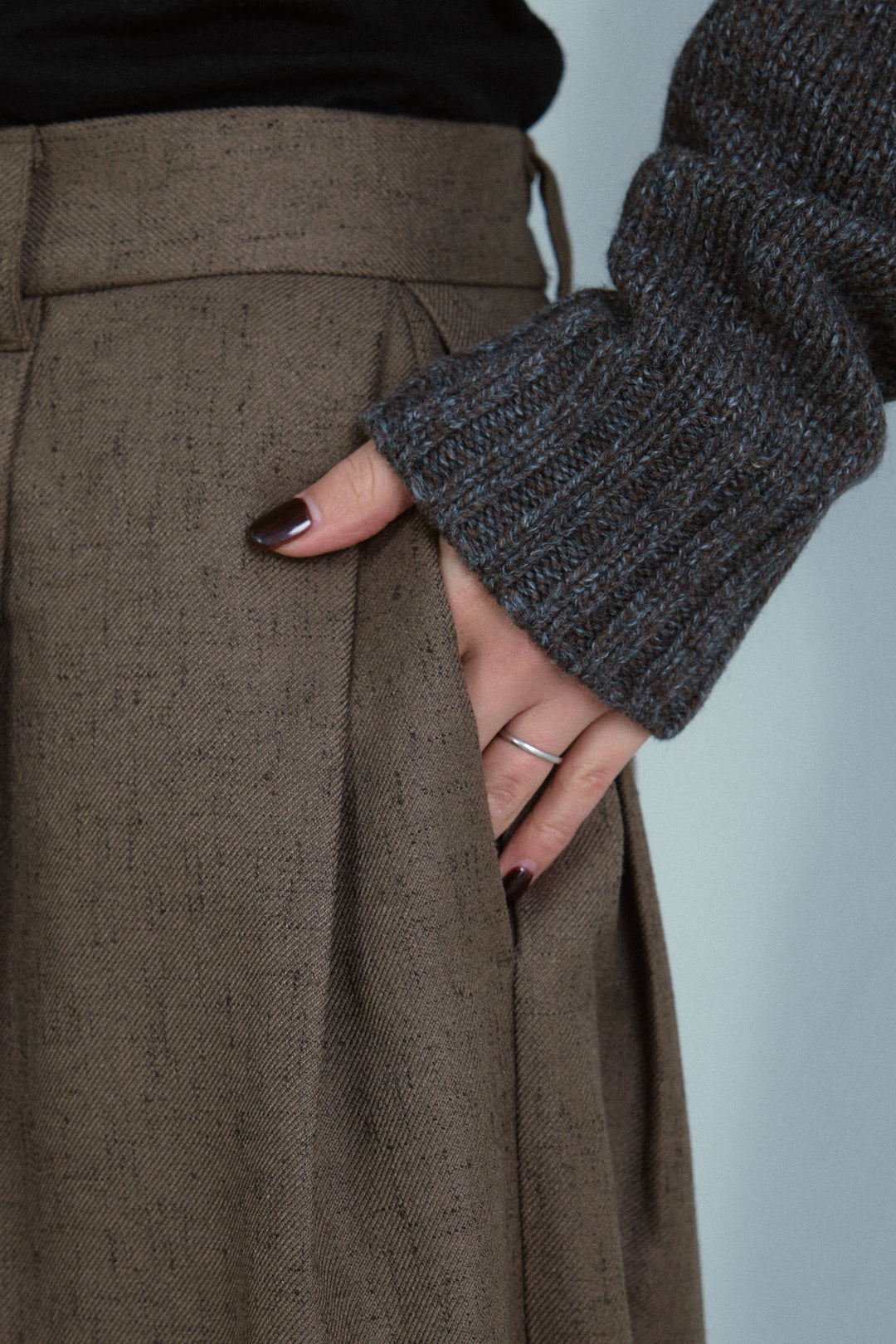 [予約/SET]シアーベロアティアードカーディガン+ミックスカルゼサイドタックコクーンPT(2set)