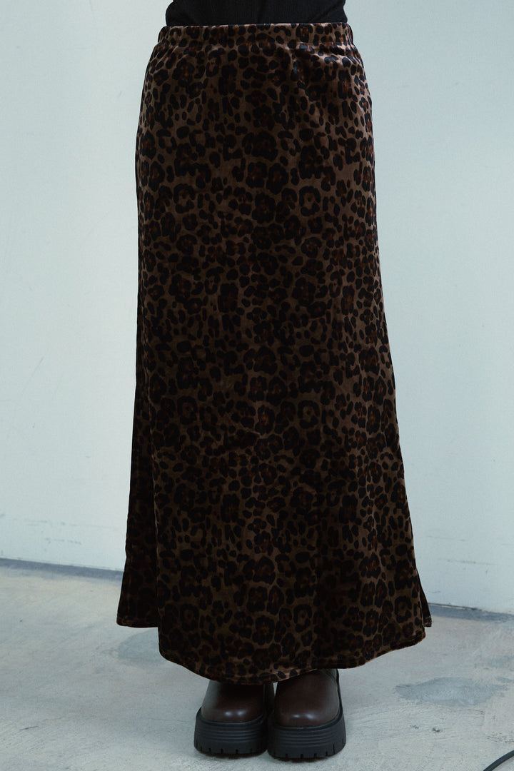 [予約]レオパードベロアナロースカート