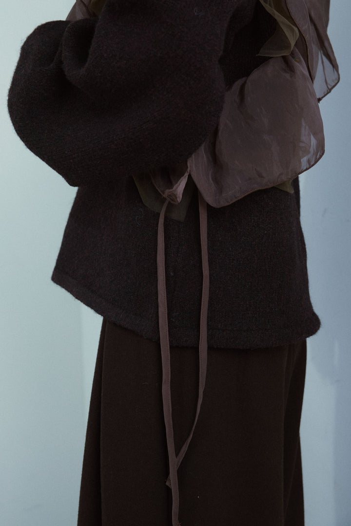 [予約]アシンメトリーチュールオーガンジーニット