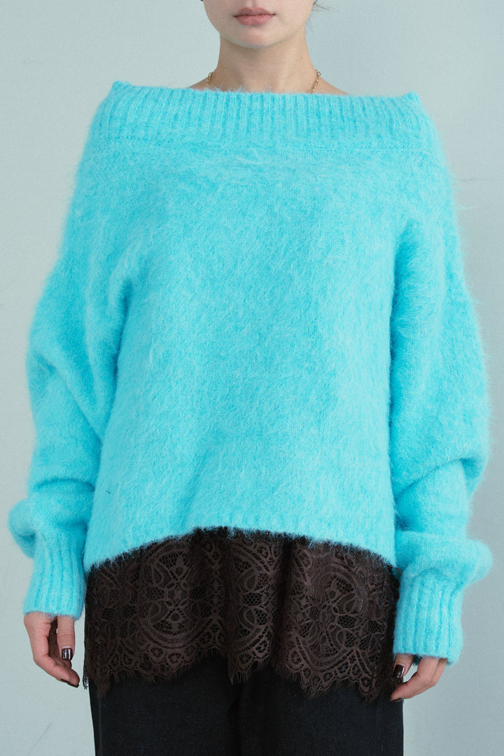 [予約]アルパカタッチタッチ毛掻きオフショルニット