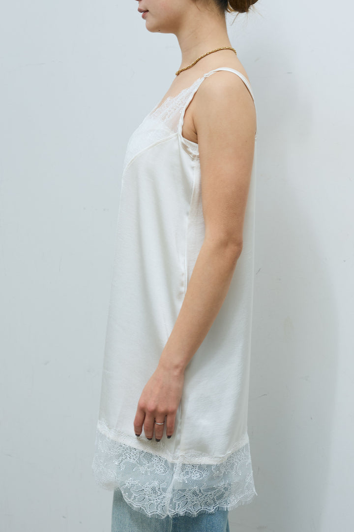 [予約/SET]カレッジロゴ刺繍スウェット+レースキャミ+ウエスト切り替えストレートデニム(3set)