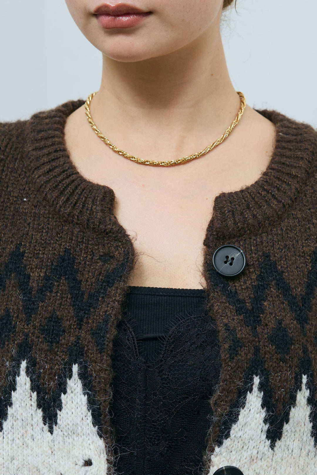 [予約/SET]ネイティブ柄オーバーカーディガン+レースキャミ+ウエスト切り替えストレートデニム(3set)