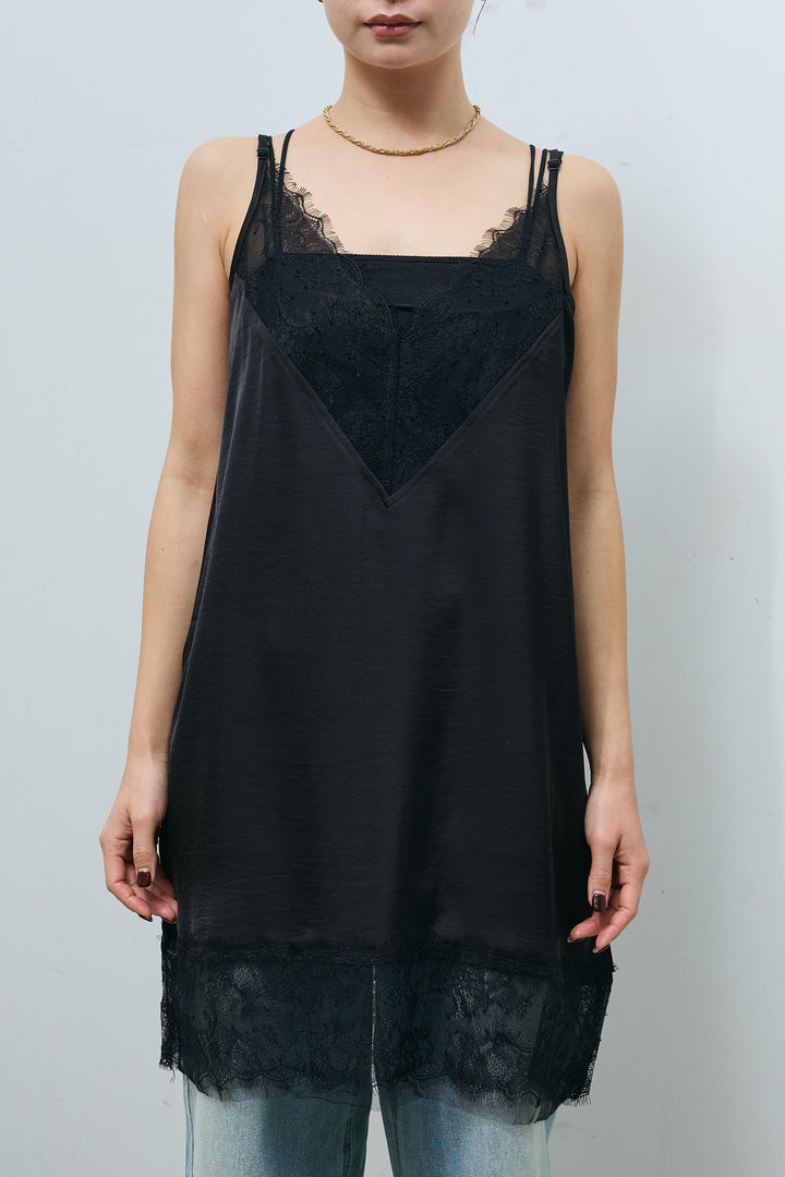 [予約/SET]ネイティブ柄オーバーカーディガン+レースキャミ+ウエスト切り替えストレートデニム(3set)