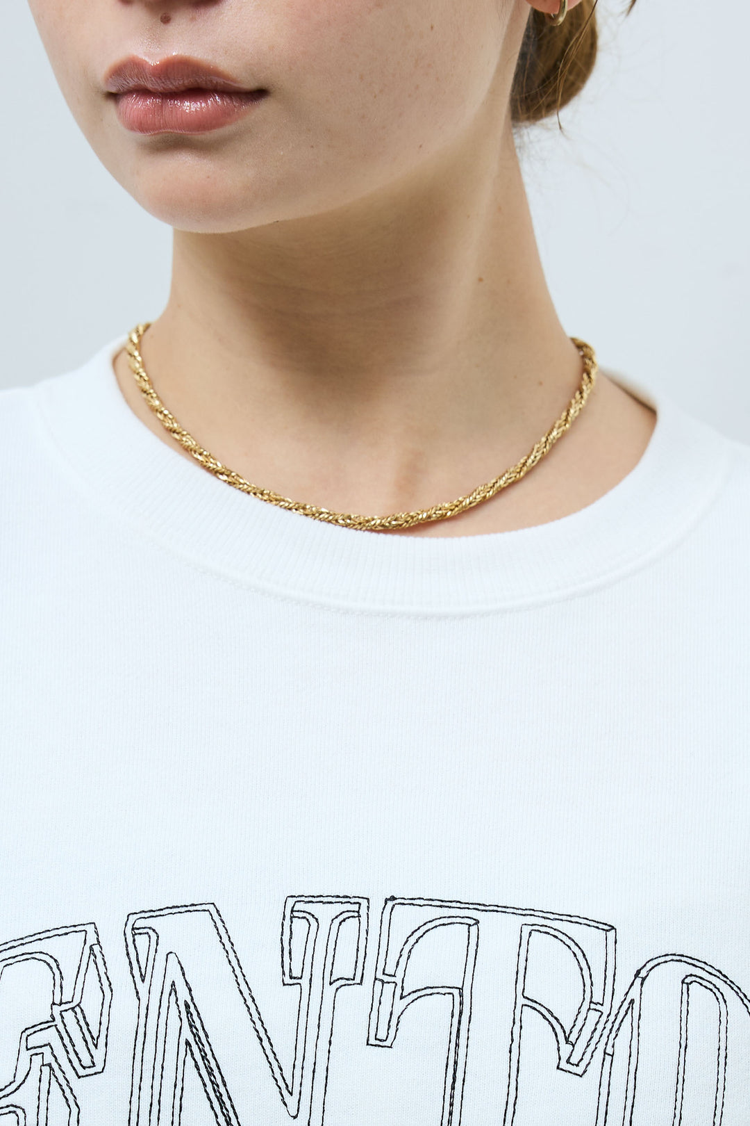 [予約/SET]カレッジロゴ刺繍スウェット+レースキャミ+ウエスト切り替えストレートデニム(3set)