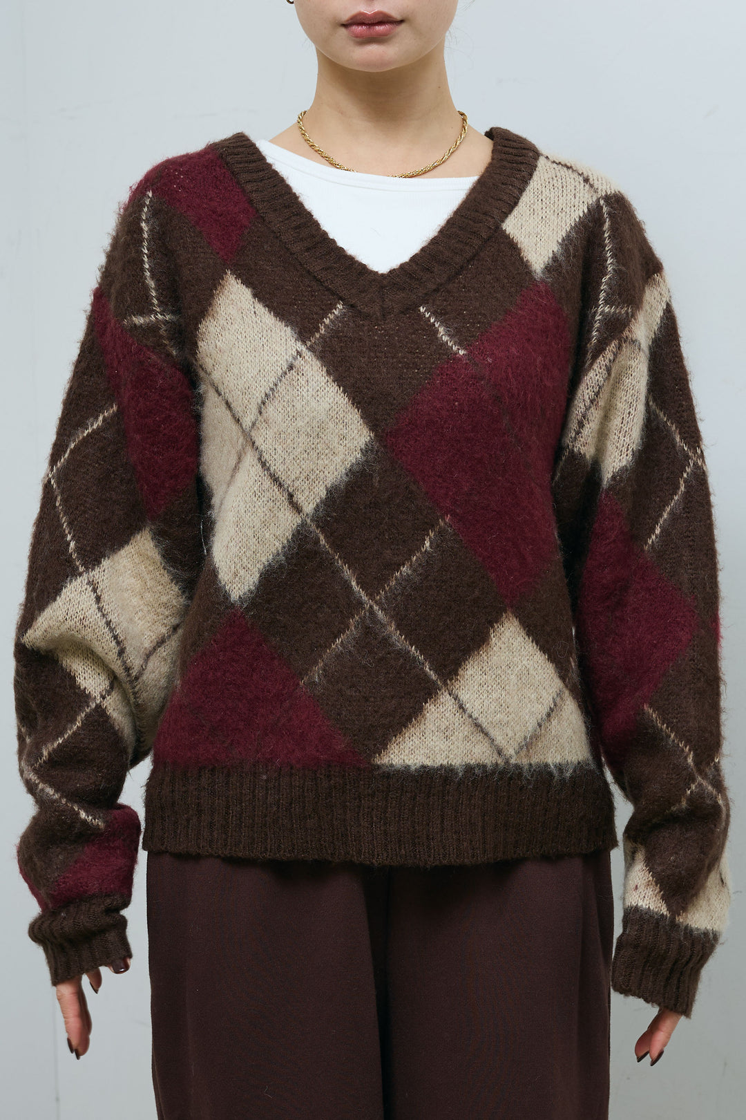 [予約]モヘアタッチアーガイルVネックプルオーバー