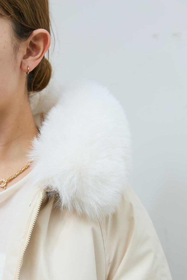 [予約/SET]ファーフード付きモッズコート+サイドフリンジニットパンツ(2set)