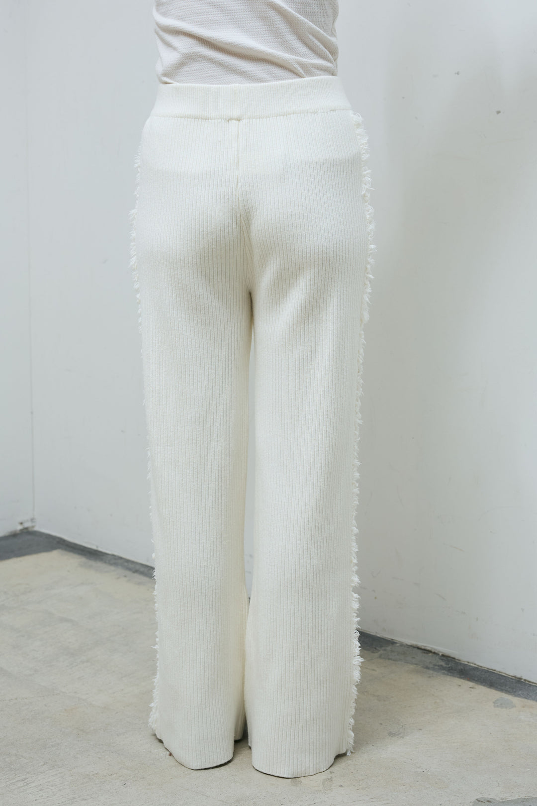 [予約/SET]ファーフード付きモッズコート+サイドフリンジニットパンツ(2set)