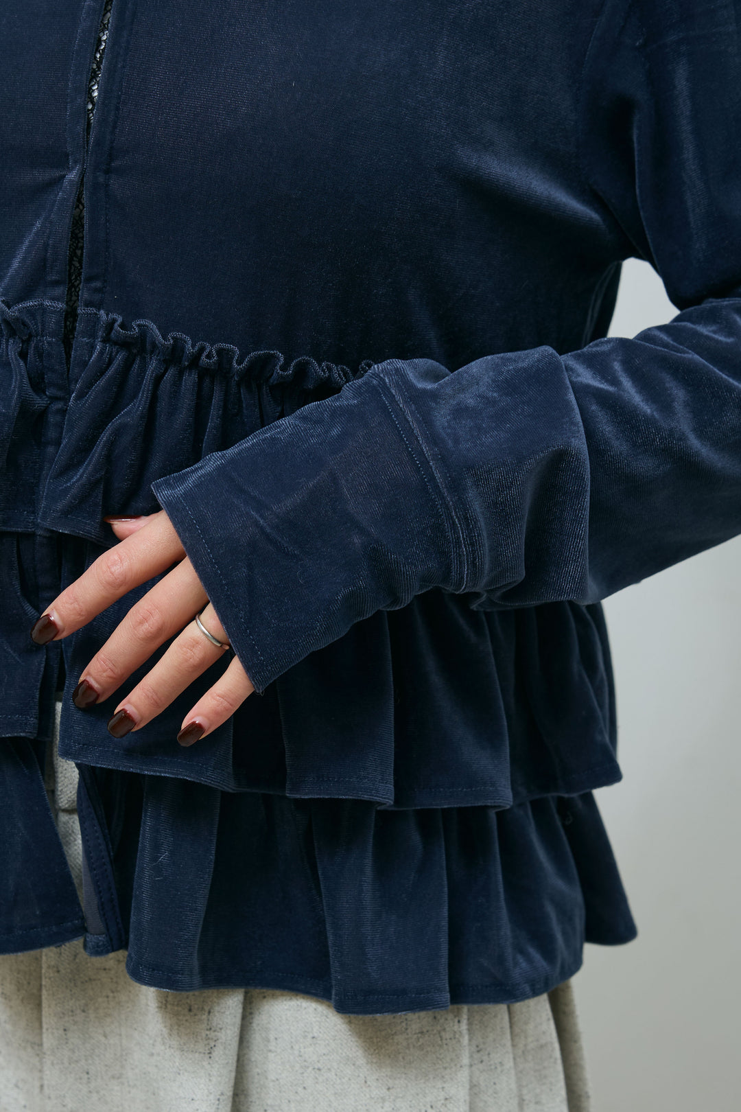 [予約]シアーベロアティアードカーディガン