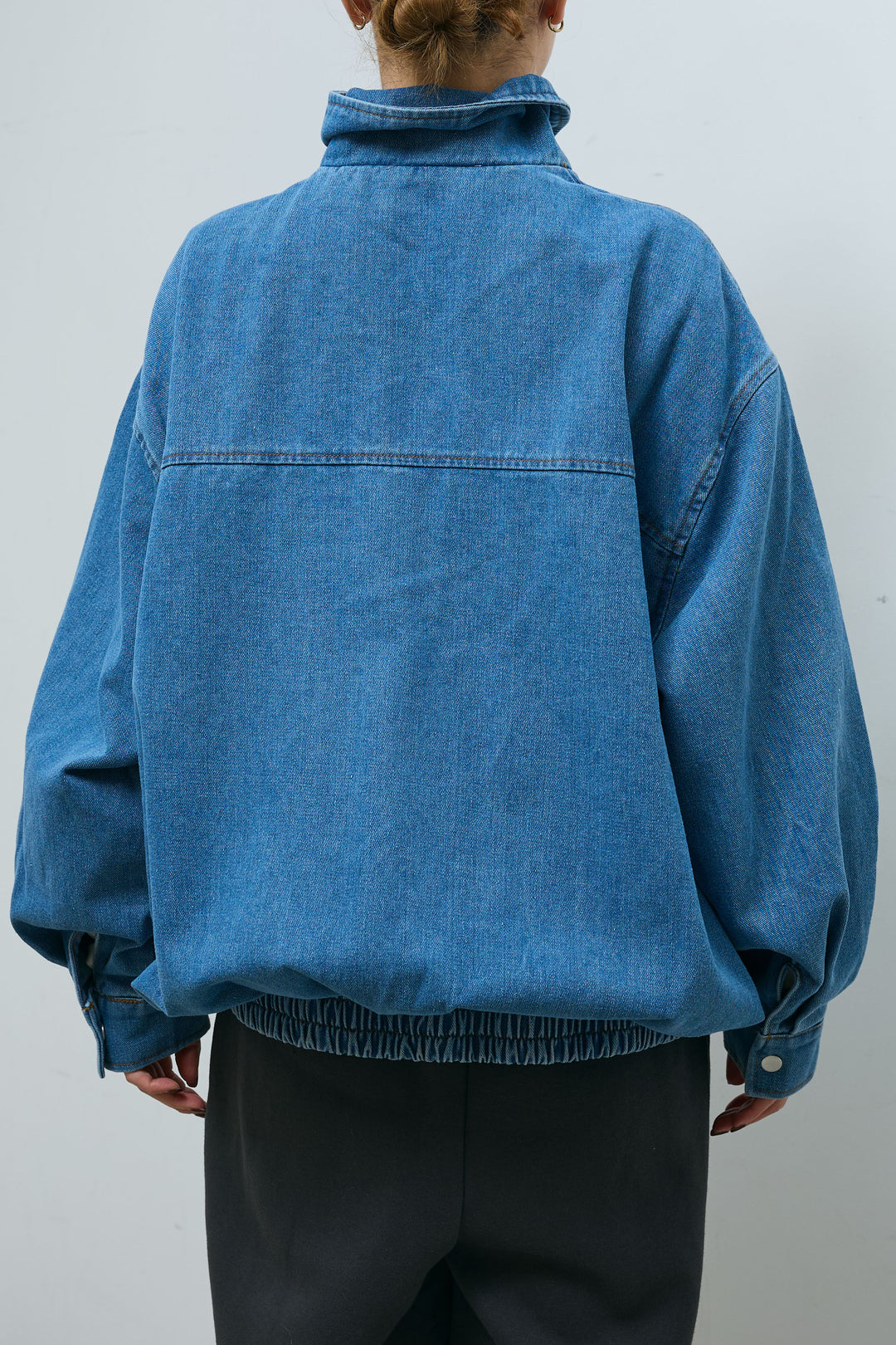 [予約/SET]スタンドジップデニムブルゾン+裏起毛スウェットワイドパンツ(2set)