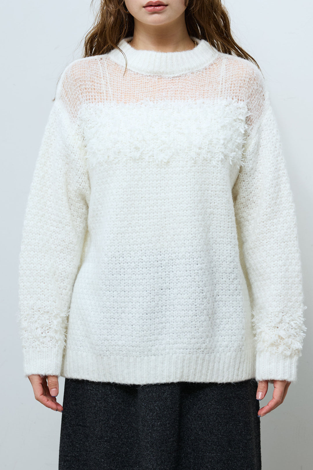 [予約/SET]切り替えパターンミニフリンジニット+サイドフリンジニットパンツ(2set)