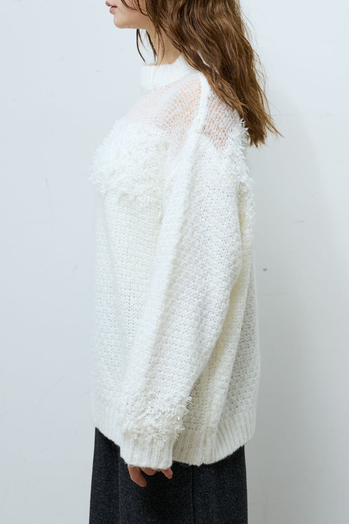 [予約]切り替えパターンミニフリンジニット