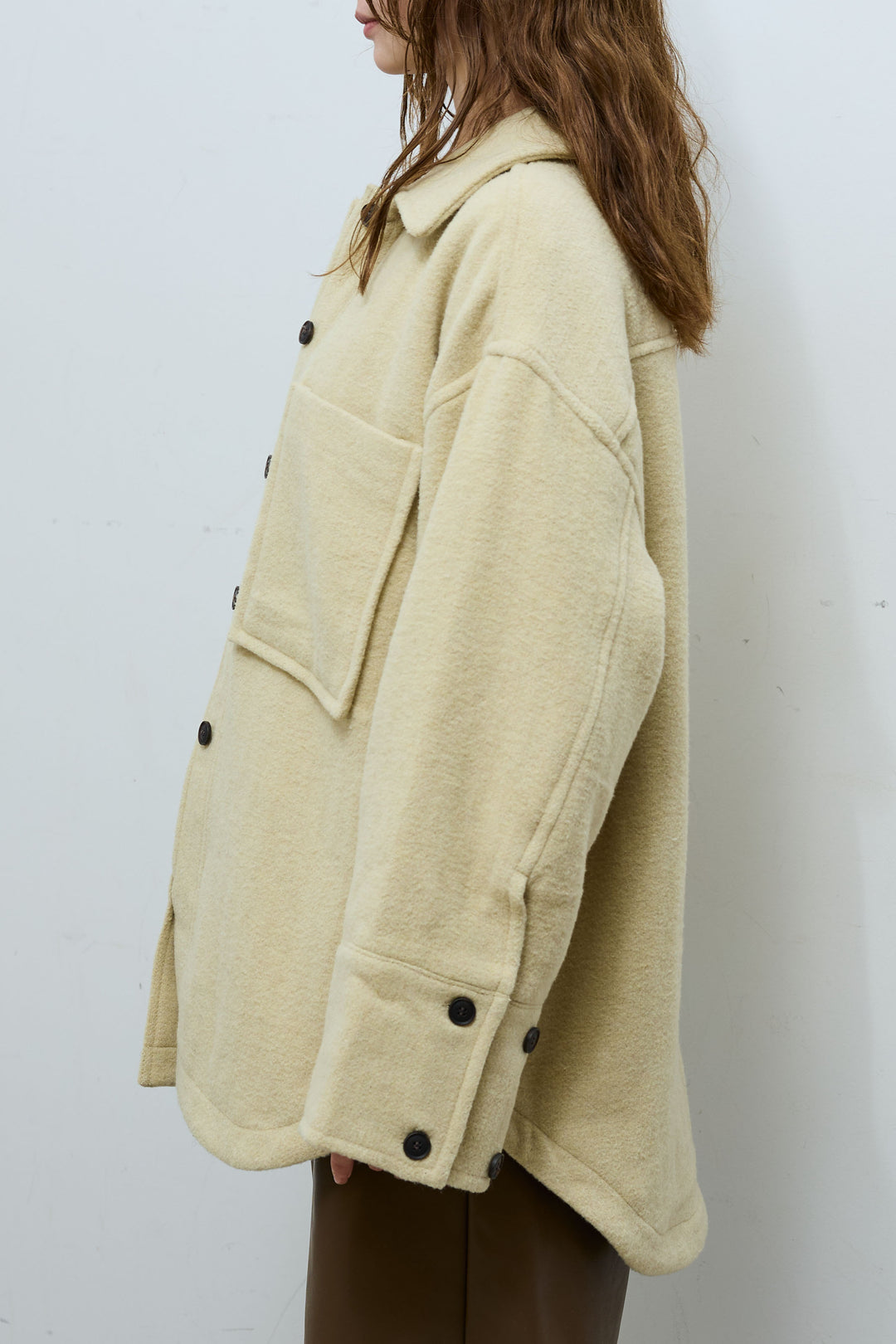 [予約/SET]ウールモッサ杢ヘリンボーンシャツJK+ストレッチフェイクレザーハーフパンツ(2set)