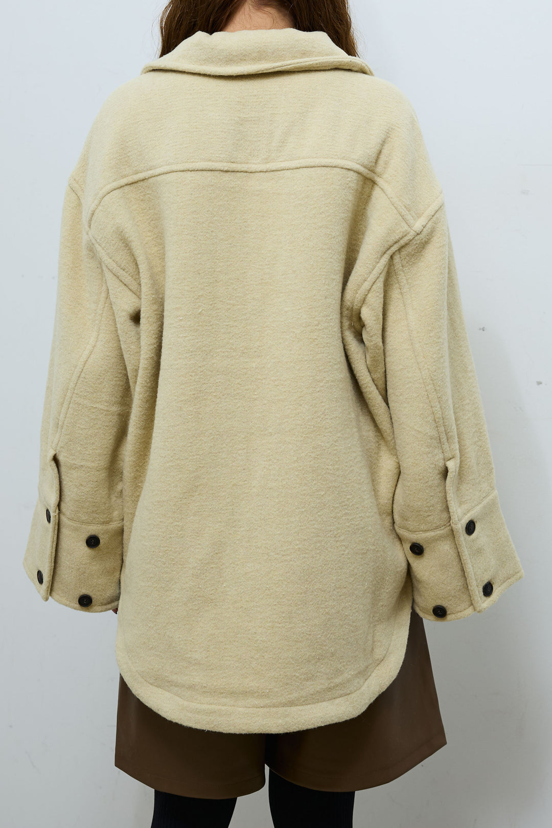 [予約/SET]ウールモッサ杢ヘリンボーンシャツJK+ストレッチフェイクレザーハーフパンツ(2set)