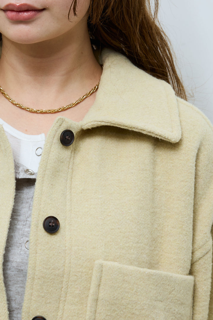 [予約/SET]ウールモッサ杢ヘリンボーンシャツJK+ストレッチフェイクレザーハーフパンツ(2set)