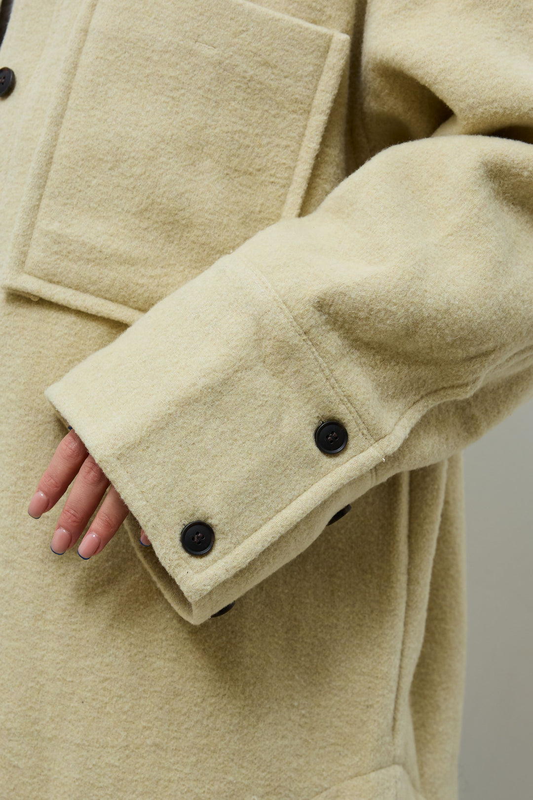 [予約/SET]ウールモッサ杢ヘリンボーンシャツJK+オーバーサイズノーカラーデニムJK+リブニットナロースカート(3set)