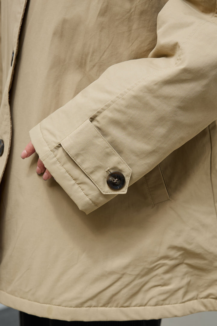 [予約/SET]キルトライニングAライントレンチ+アルパカタッチフライトニットキャップ+スウェット切り替えデニムパンツ(3set)