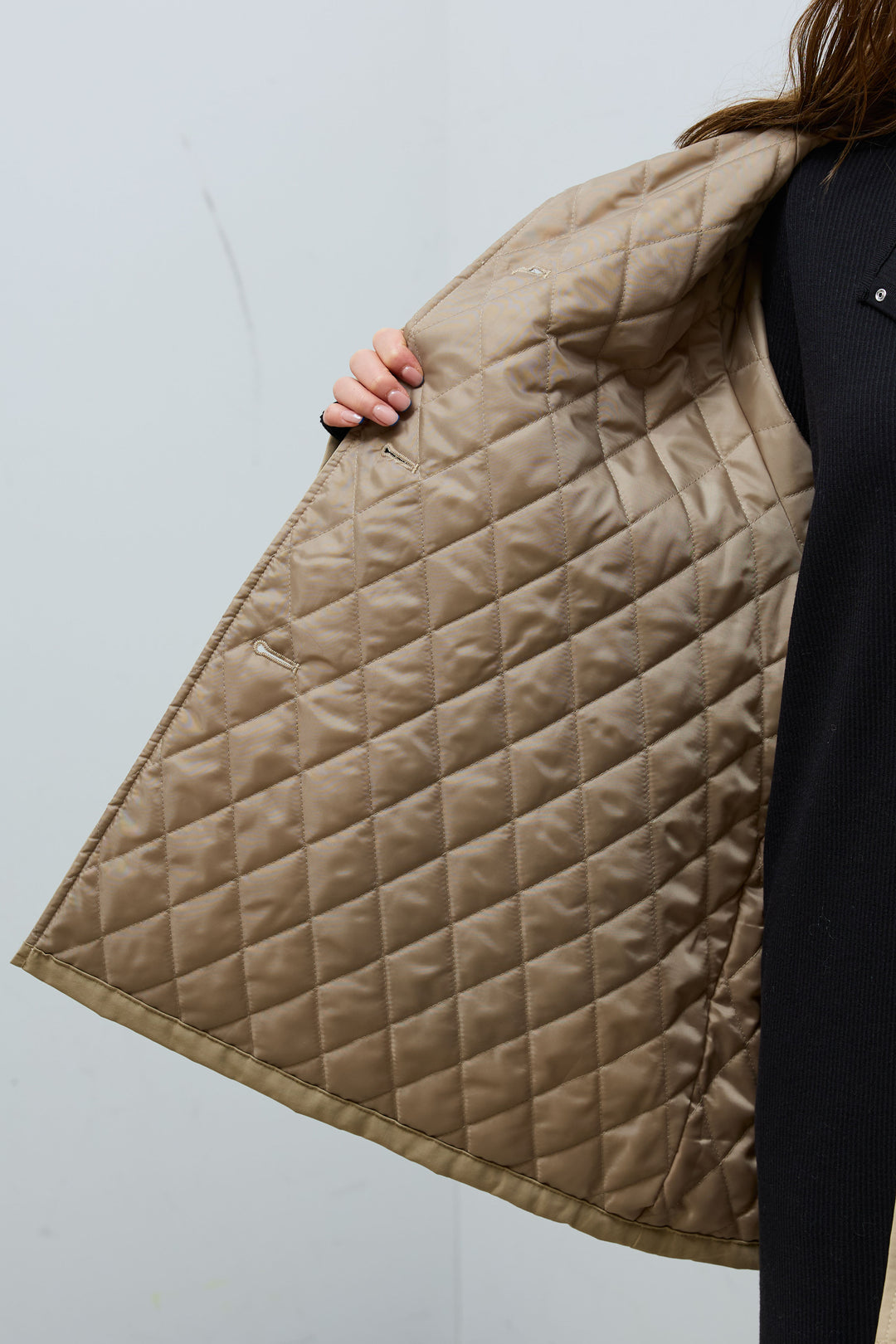 [予約/SET]キルトライニングAライントレンチ+アルパカタッチフライトニットキャップ+スウェット切り替えデニムパンツ(3set)