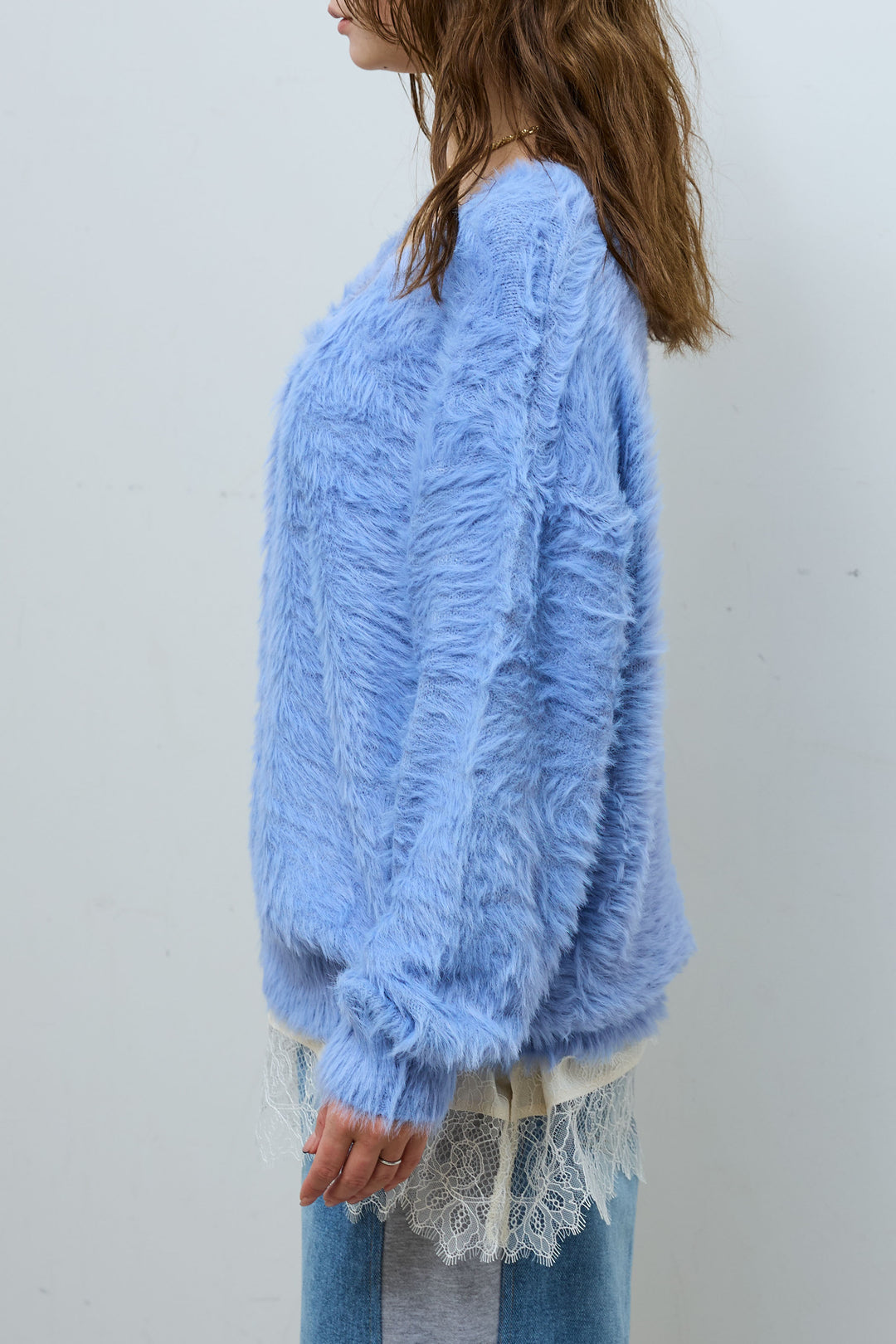 [予約/SET]起毛シャギーカーディガン+ウールタッチカーブワイドパンツ(2set)