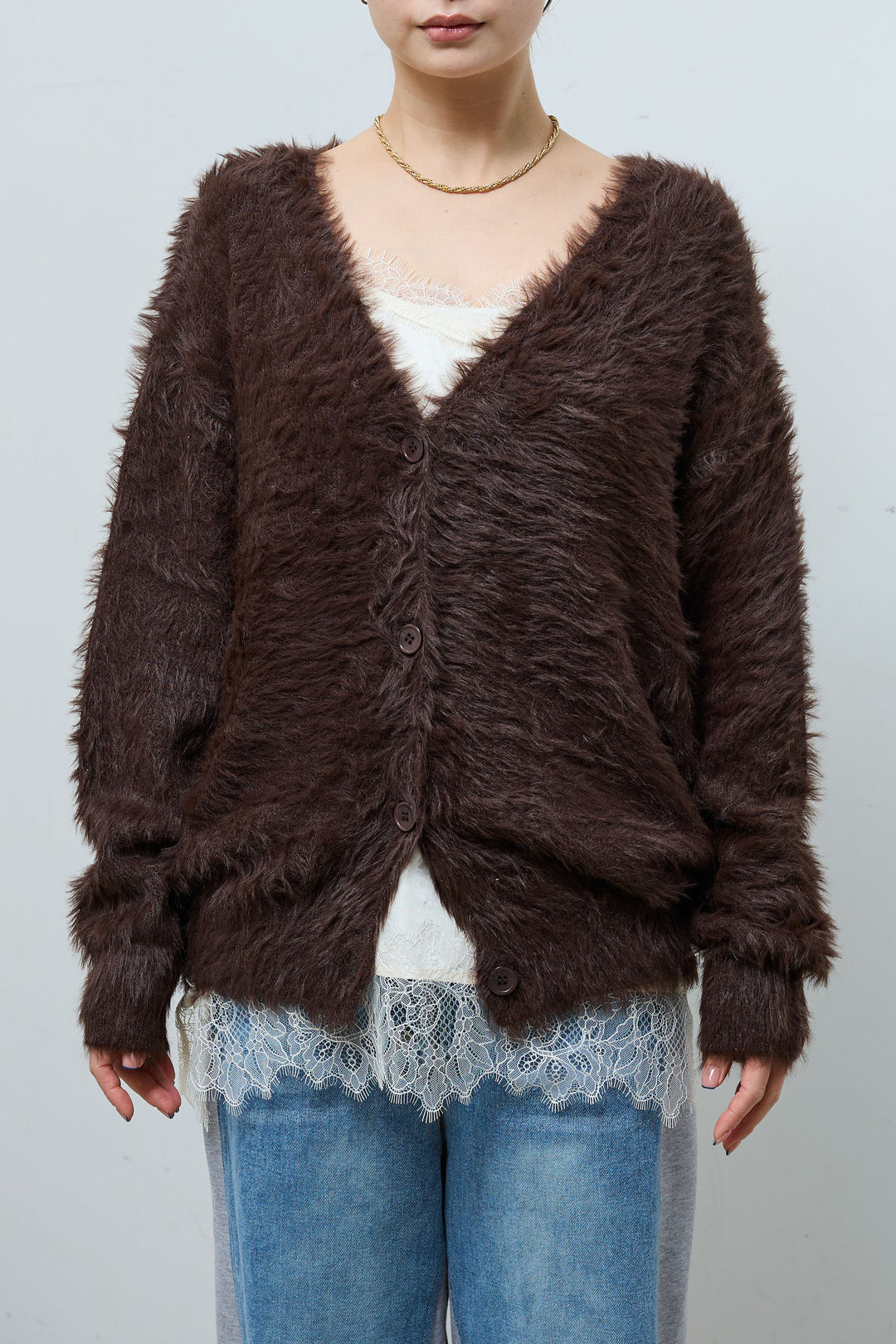 [予約]起毛シャギーカーディガン