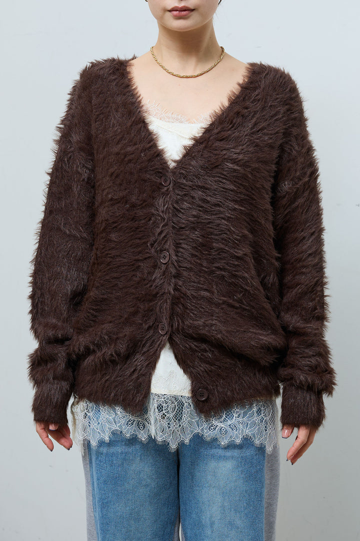 [予約]起毛シャギーカーディガン