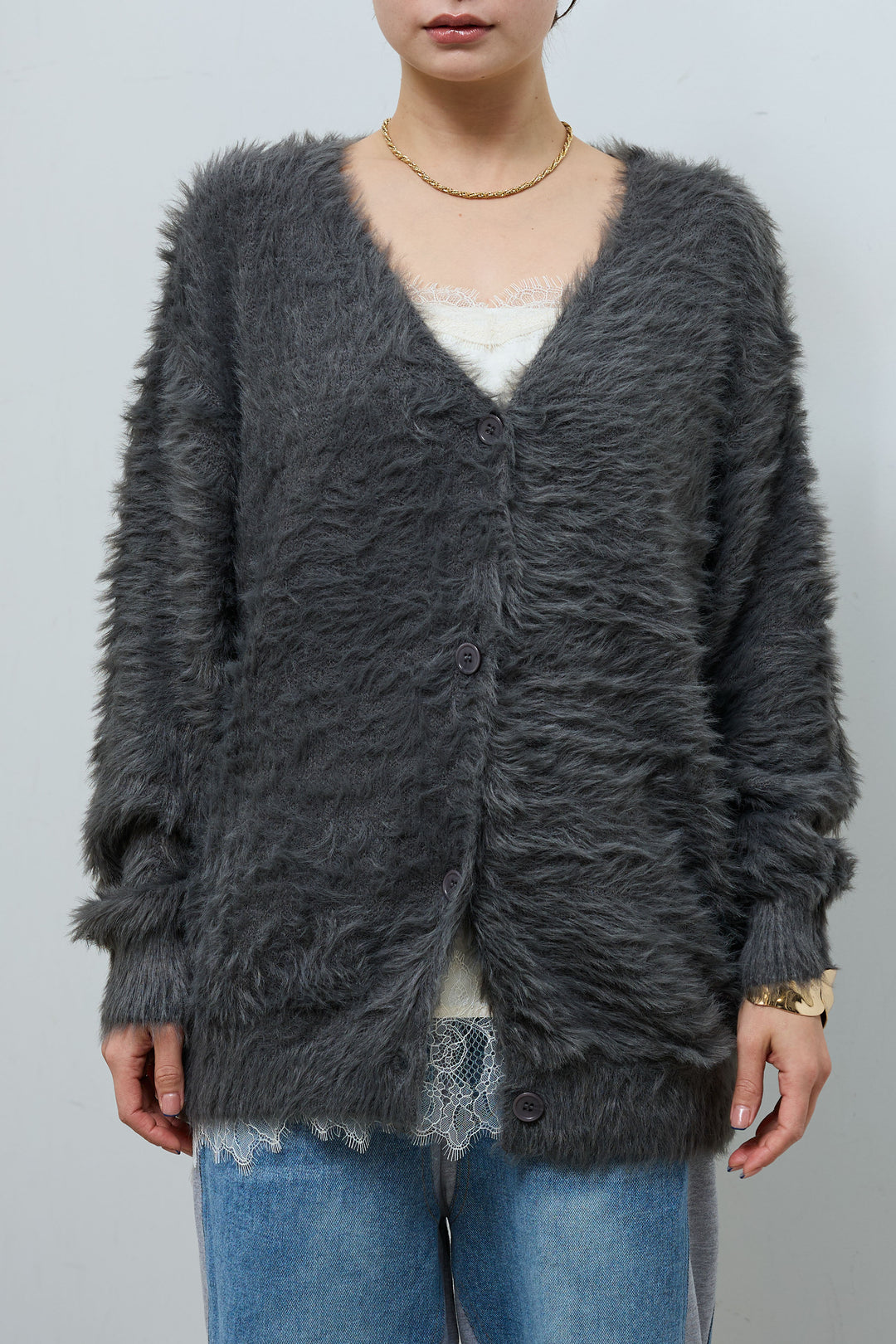 [予約]起毛シャギーカーディガン